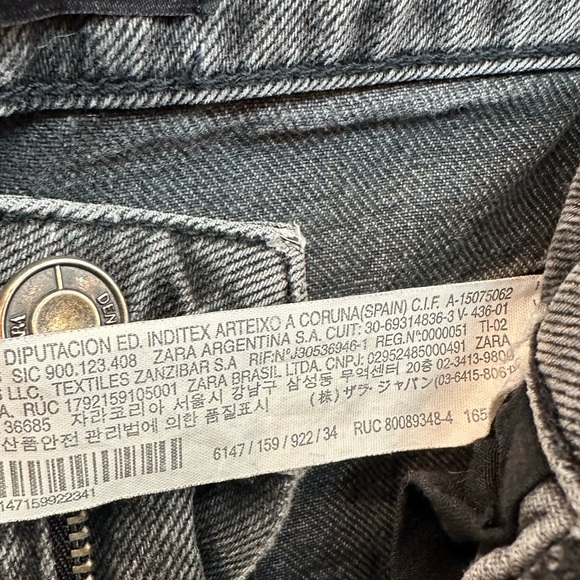 Zara tapered black washed denim size 2 - Picture 5 of 5